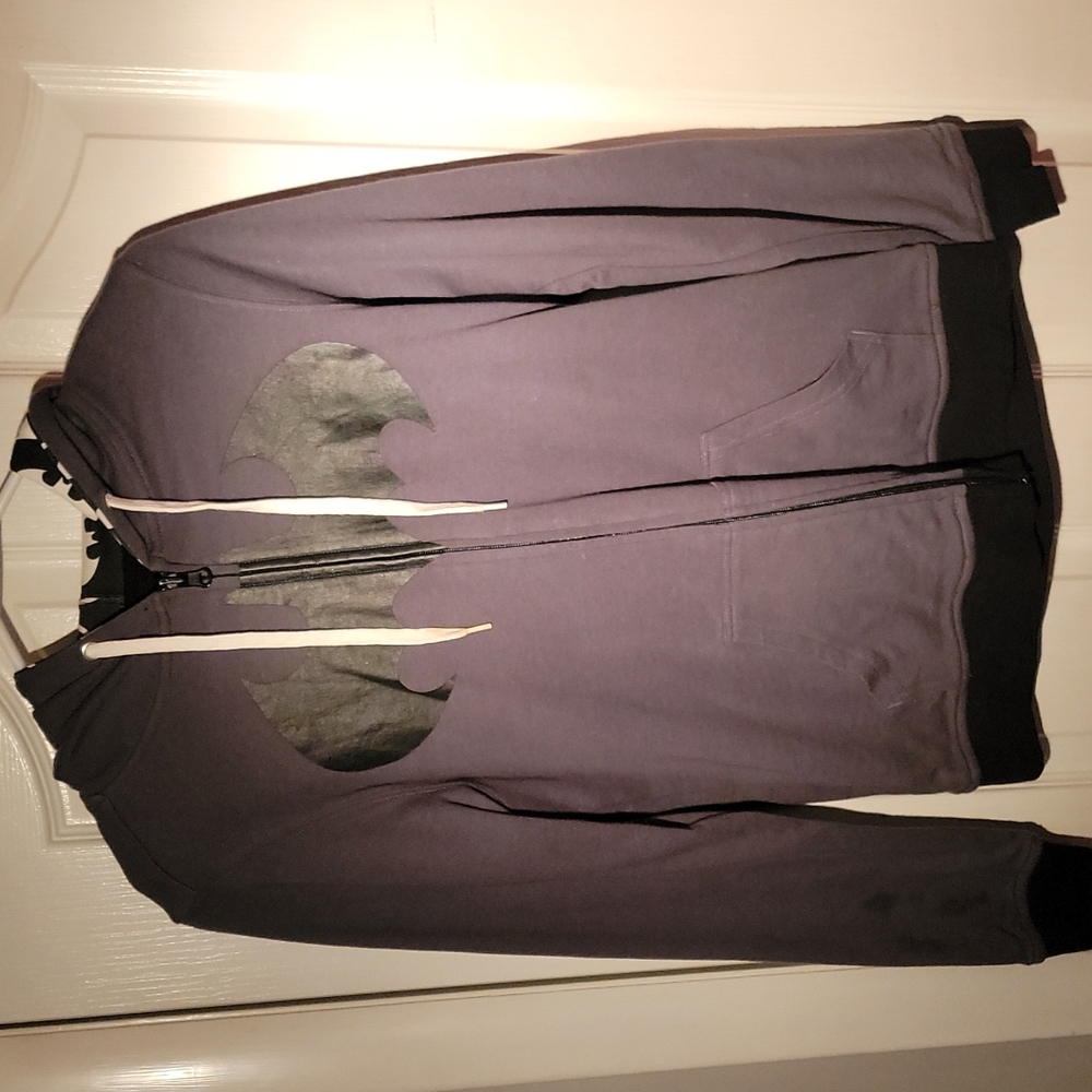 Batman Gray,Black, and White Reversible Zip Up Hoodie Size Small